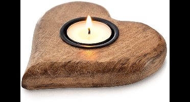 Kandelaar Houten voor Waxinelichtje MANGO 12,5x12 cm - Kaarsen - Kaarsenstandaard - Kaarsenhouder - Decoratie