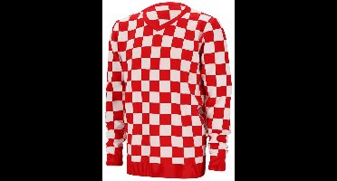 Gebreide Trui Brabant Rood/Wit Geblokt - Maat XL