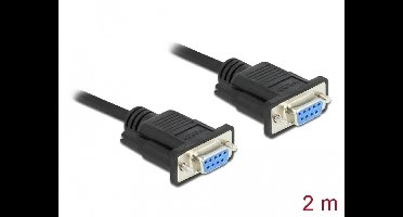 Delock Serial Cable RS-232 D-Sub9 female to female null modem with narrow plug housing 2 m