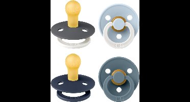 BIBS Colour speen verpakking 4 stuks, BPA-vrije fopspeen, Ronde speen. Natuurlijk rubberlatex, Denmark. 0-6 maanden (Verpakking 4 stuks), Petrol Glow Mix