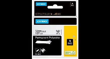 DYMO Rhino industriële labels | Permanent Polyester | 12 mm x 3,5 m | zwarte afdruk op wit | zelfklevende labels voor Rhino & LabelManager labelprinters