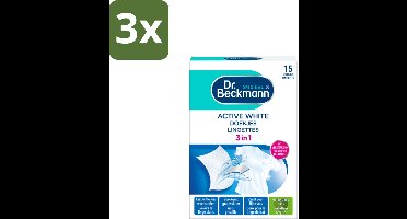 3 x Dr. Beckmann Active White Sheets 15 stuks per verpakking - Witwas - Grauwsluier Verwijderen - Witte Was Herstellen - Actieve Witmaker - Was Reinigen
