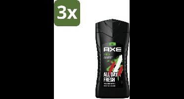 3 x Axe - 3-in-1 Douchegel - Africa - Squeezed Mandarin & Sandalwood - 12hrs Long Lasting Scent - 250 ml - Douchegel - Geur Mandarijn En Sandelhout - 3-in-1 - Lichaam - Gezicht