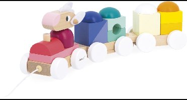 Janod - Zigolos - Trein Schaap - Houten speelgoed - Trek- en duwspeelgoed - Vanaf 1 jaar