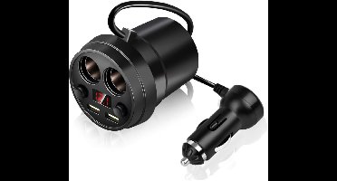 Bekervormige dubbele USB-autolader, multifunctionele USB-powerbank Geschikt voor in de sigarettenaansteker van de auto met kabel, Geschikt voor mobiele telefoons, tablets en autoaccessoires.