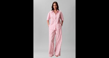 Calvin Klein - Dames Pyjama in Poplinkatoen - Cera Stripe Cradle Pink - XL