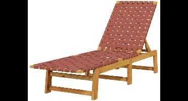 Houten Ligstoel – Houten Tuinstoel – Verstelbare Ligstoel – Acaciahouten Stoel – Olefin Stoffering – Duurzaam En Comfortabel