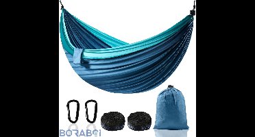 Boraboi® Hangmat XXL - Opvouwbaar - 300 x 200 cm - Zeeblauw