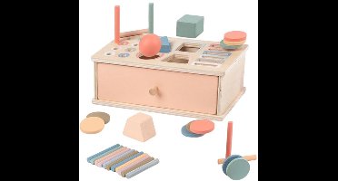 Montessori Kleur Sorteren Speelgoed - 3-in-1 Houten Object Permanente Box met Lade Vorm Matching Sensorisch Speelgoed - Vorm Sorteren Educatie voor Baby Peuter Jongens Meisjes Drop Druk Box