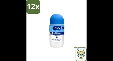 Sanex Deodorant Roller Dermo Extra Control 53 ml - Voordeelverpakking - 12 stuks - Huidbalans - Aluminiumchloride