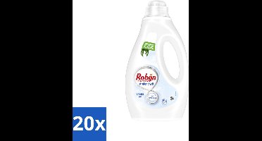 20 x Robijn Vloeibaar Wasmiddel Stralend Wit 20 Wasbeurten 1 liter - Stralend Wit Wasmiddel - Witte Was - Wasmiddel Voor Witte Kleding - Witversterker - Frisse Geur Wasmiddel