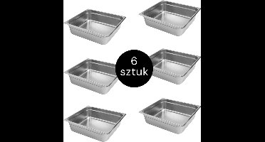 MEGA-M Gastronorm - GN 2/3 Set van 6 stuks - 353x325x100 mm - Roestvrij Staal