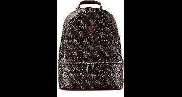 GUESS rugzak Follie Travel Small Backpack Brown Logo donkerbruin