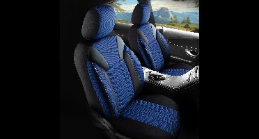 Stoelhoezen Ford Escort 1995 – 2000 – Paris Zwart Blauw Pique stof – sluit perfect aan (Complete set voorstoelen + achterbank)
