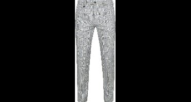 Suitable Chino broek Linen Blend Ruiten Blauw - Maat 98 - Heren - Mannen broeken