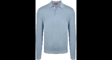 Suitable Compact Cotton Poloshirt Staal Blauw - Maat XXL - Heren - Longsleeve polo - Polo shirt Heren met Lange mouwen