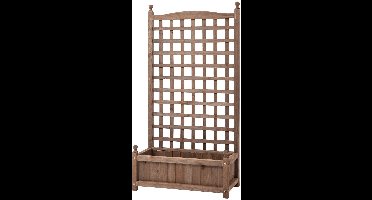 Bloembak – Plantenbak – Bloempot – Plantenbak Met Latwerk – Tuinbak – Houtlook – 64x28x120 cm – Inclusief Irrigatie-inzetstukken