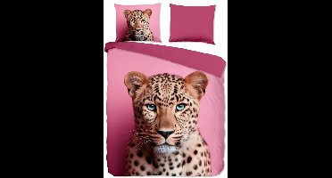 Pure dekbedovertrek panter - 1 persoons 140x200/220 cm - Roze - Microvezel