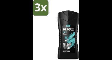 3 x Axe - 3-in-1 Douchegel - Apollo - Sage & Cedarwood - 250 ml - Douchegel - Mannelijke Geur - 3-in-1 - Lichaam En Gezicht - Gezicht En Haar