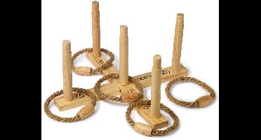 Bex Ring Toss Original – Ring Werpspel – Houten Buitenspel Van Rubberhout – Klassiek Gooispel Met Ringen – Complete Set Met 5 Werpringen – Vanaf 8 Jaar