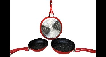 Eisenbach Koekenpannenset 3-delig – 20/24/28 cm – Marmeren Anti-aanbaklaag – Rood