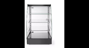 HENDI Open toonbankvitrine - roestvast staal en gehard glas - 3 verstelbare glazen schappen - 75 liter - 41,5x39x71,6 cm - zwart - zelfbediening in winkel