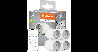 LEDVANCE SMART+ Indoor Plug, smart socket met Matter over WiFi, voor het integreren van conventionele apparaten in het smart home, compatibel met Alexa, Google en Apple, meet en bespaart stroomverbruik, wit