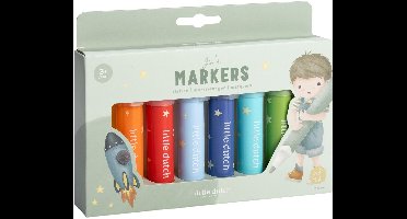 Little Dutch viltstiften Jim & Friends - 8 dikke stiften, met brede stevige punten - creatief speelgoed vanaf 3 jaar