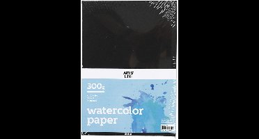 Aquarelpapier Zwart A4 300gr, 10 Vellen