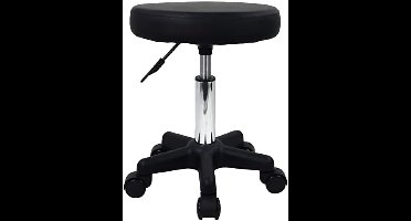 PromoHome Ronde PU Lederen Hoogte Verstelbare Draaibare Kruk Stoel voor Kantoor, Salon en Thuisgebruik - Zwart