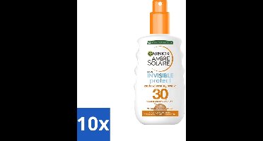 10 x Garnier - Ambre Solaire - Invisible Protect Refresh - Transparante Bronze Zonnebrandspray - SPF 30 - 200 ml - Zonbescherming - Zonnebrandspray - SPF 30 - Onzichtbare Zonbescherming - Natuurlijke Glow