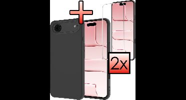 Hoesje - Met 2x Screenprotector - Geschikt voor Apple iPhone Air - Sterk & Shockproof - Back Cover - Siliconen Case - Telefoon Hoes - Zwart