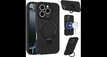 Hoesje geschikt voor iPhone 16 Pro Max - Fonu Hoesje met Standaard geschikt voor MagSafe - Zwart