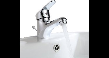 Auralum max Wastafelkraan Chroom - Badkamerkraan - Mengkraan - met Waste - Waterbesparend - Wastafel Mengkraan - RVS