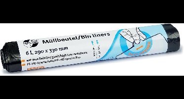 Vuilniszak 6 micron | ft 29 x 33 cm | 4 liter | zwart | rol van 50 stuks