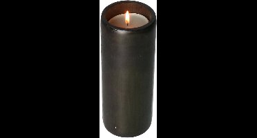 Lesli Living Kaarsenhouders/waxinelichtjes houders - bamboe - zwart - H20 cm - theelicht houder