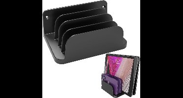 Wandhouder voor 4 apparaten | Tablet, laptop, telefoon, e-reader | Antislip bekleding | Compatibel met iPad, iPhone, Samsung