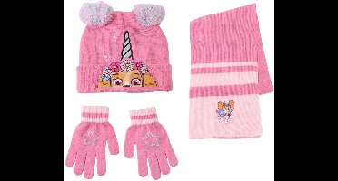 Paw Patrol Skye Winterset Meisjes – Muts, Handschoenen en Sjaal – Roze – Officieel Gelicenseerd