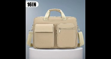 Zakelijke aktetasrugzak - Laptoptas met verstelbare schouderband, lichtgewicht kantoortas, ritssluiting en ruime binnenvakken. Geschikt voor laptops tot 16 inch (kaki).