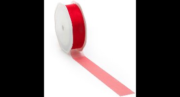 Rood voile lint voor decoratie en creatief gebruik - 25 mm / 25 mtr.