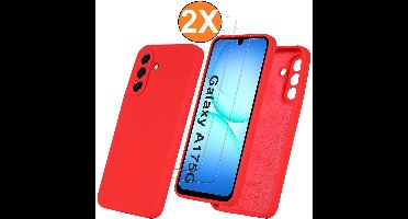 Hoesje geschikt voor Samsung Galaxy A17 5G Hoesje siliconen Rood zacht siliconen hoesje TPU - met Samsung A17 5G Screenprotector - 2 stuks