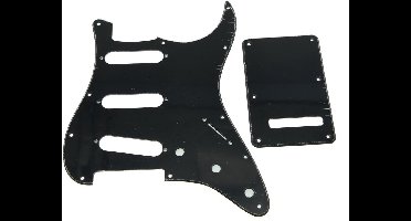 11 Hole ST/Strat Style Pickguard SSS Pick Guard with ST Backplate Tremolo Trem Cover for USA/Mexico Stratocaster/Strat Black 1 Ply