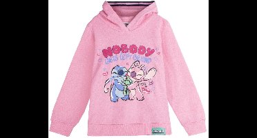 Disney Stitch & Angel Hoodie Meisjes – Roze Sweater met Capuchon – Officieel