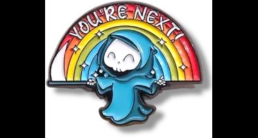 Metalen Pin Grim Reaper Regenboog – Emaille Speldje – Humor Accessoire voor Jas, Tas of Pet – 3 cm – Kinky Pleasure