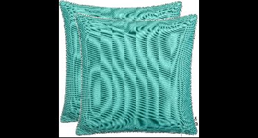 Set Van 2 Outdoor Sierkussens 45x45 Cm – Waterafstotend & Weerbestendig – Decoratieve Bank- En Tuinkussens Voor Balkon & Terras – Turkoois