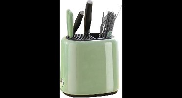 Allecto Plus - Messenblok en Keukengerei Houder 22x21x18cm Groen - Moderne Keuken Accessoire met Lepel Vork Spatel Opbergmogelijkheid