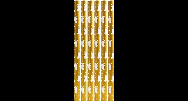 Baby cadeaupapier – Goud met witte voetjes – 6 rollen – 2 m x 70 cm - totaal 12 meter