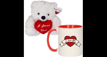 Valentijnscadeau - beertje en mok - i love you - koffiemok - knuffelbeertje - valentijnsdag