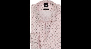 BOSS Joe regular fit overhemd - popeline - wit met donker oranje dessin - Strijkvriendelijk - Boordmaat: 41