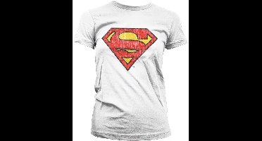 Superman Washed Shield Girly T-Shirt Damen White-S